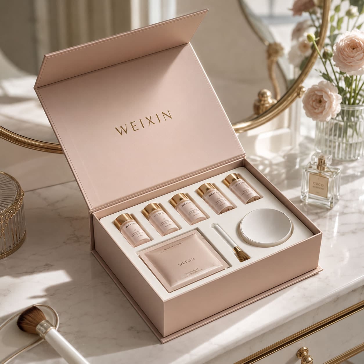 Cajas rígidas para cosméticos y skincare con insertos personalizados y acabados premium