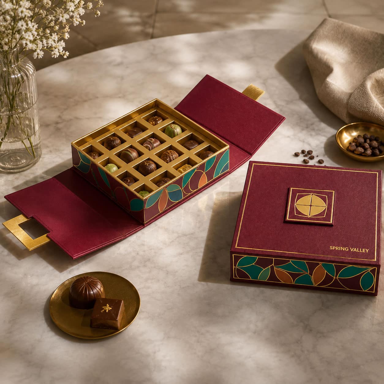 Cajas rígidas para regalos alimentarios electrónica y sets de productos premium