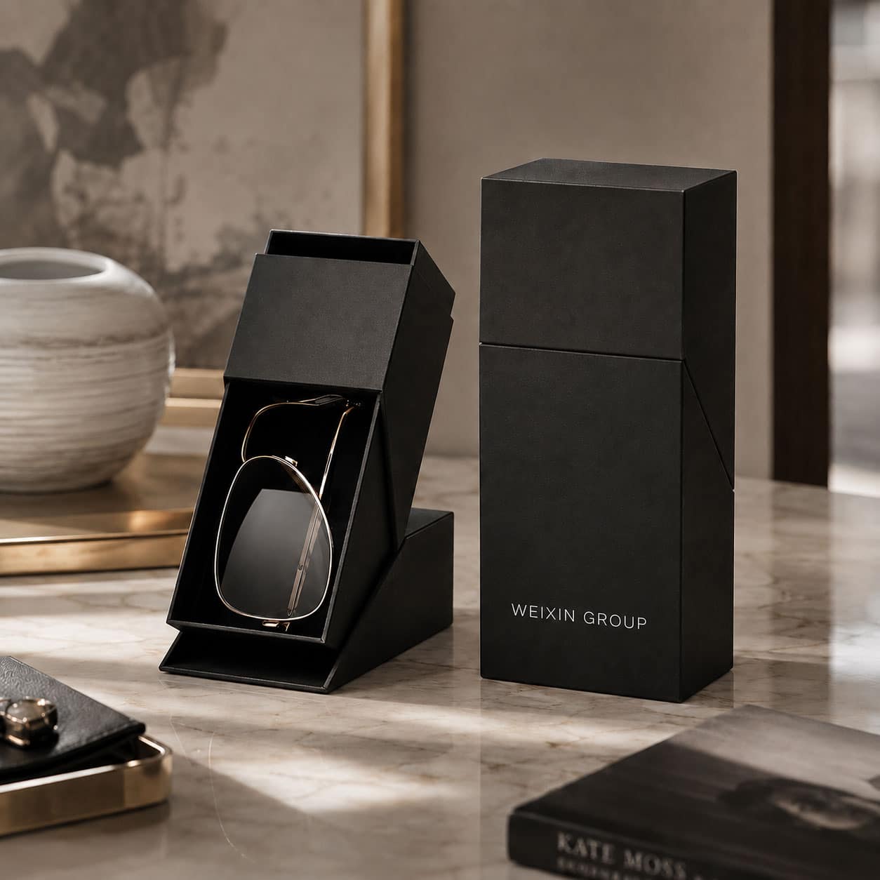Cajas rígidas de lujo para joyería y accesorios con insertos suaves