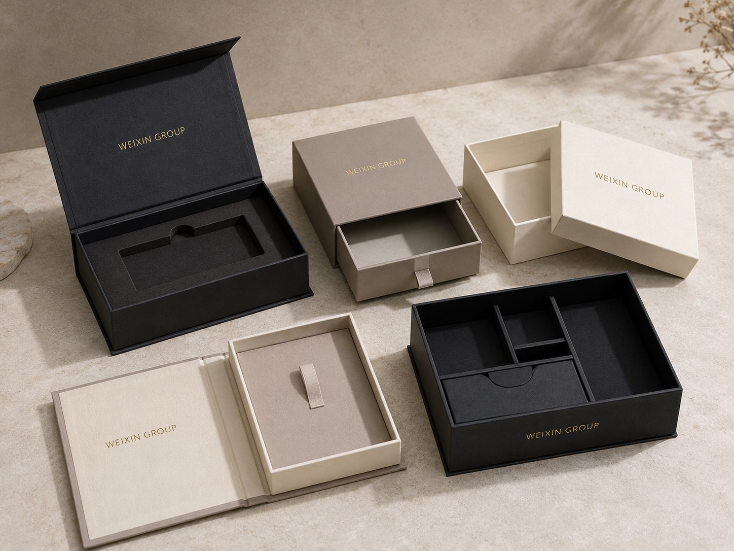 Custom developed presentation box structure for product kit