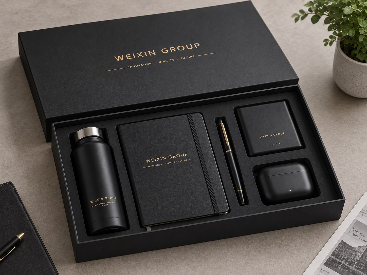 Drawer presentation box with sliding tray and custom insert