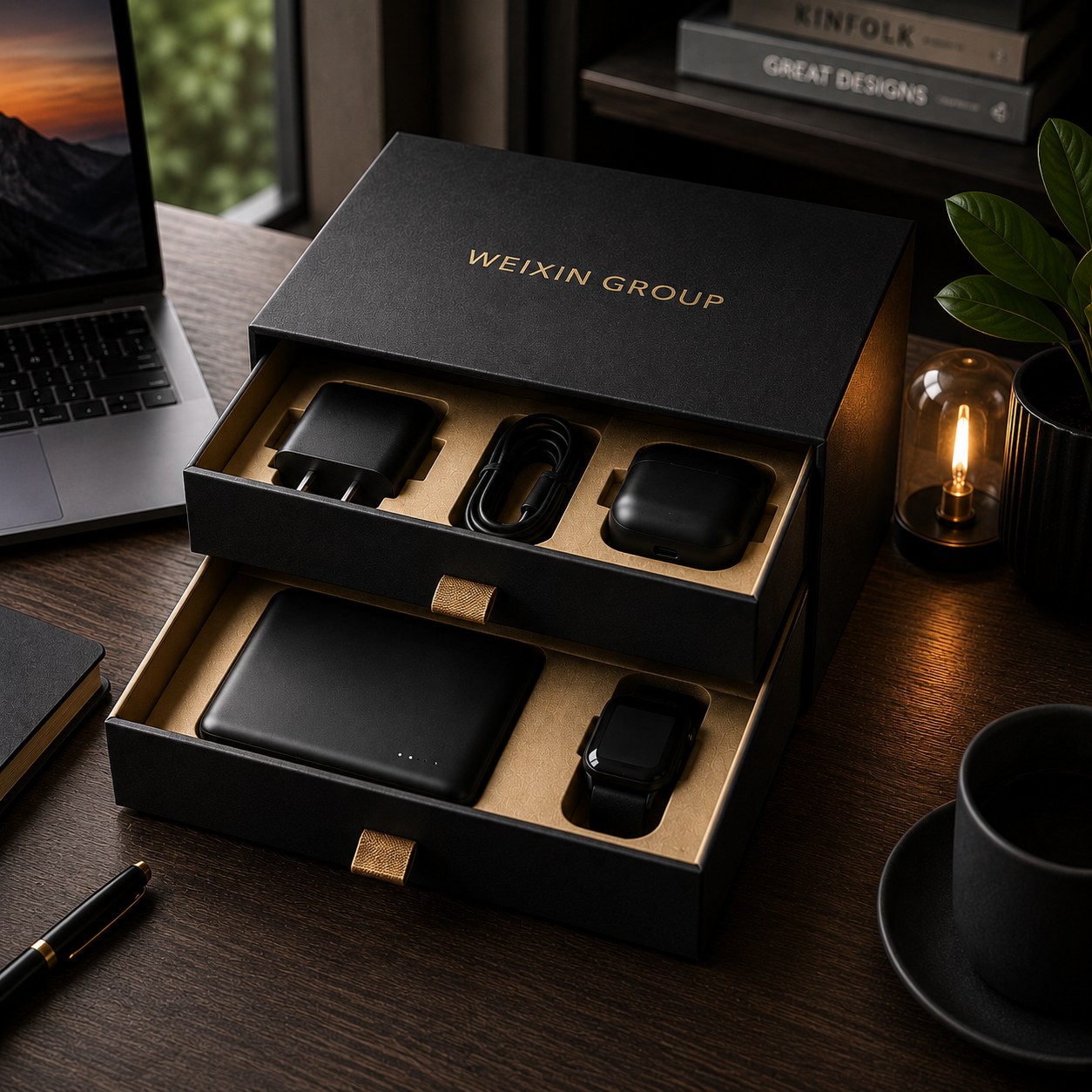Custom drawer rigid box for electronics accessories and small consumer devices with secure insert